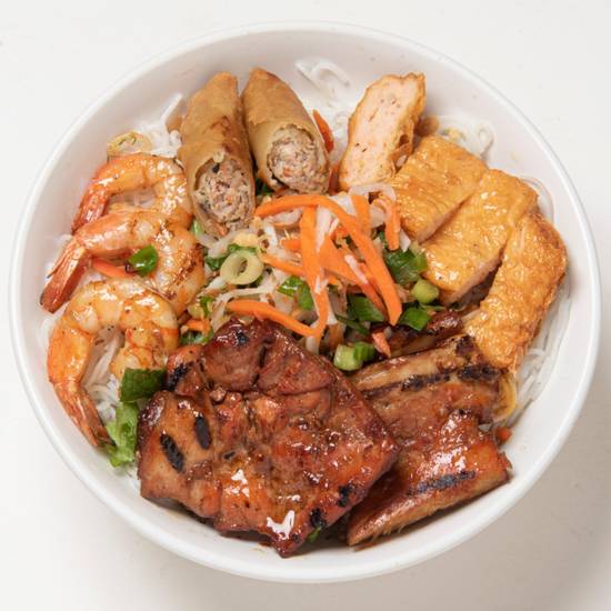 Bún Tôm, Gà , Tà u Hũ Ky, Chả Giò - Vermicelli Noodle Salad with 4 items