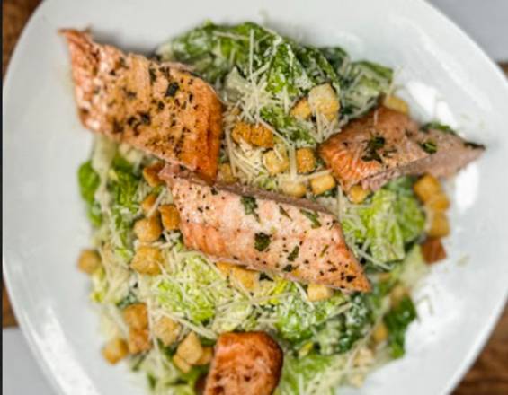 Caesar Salad with Roasted Salmon
