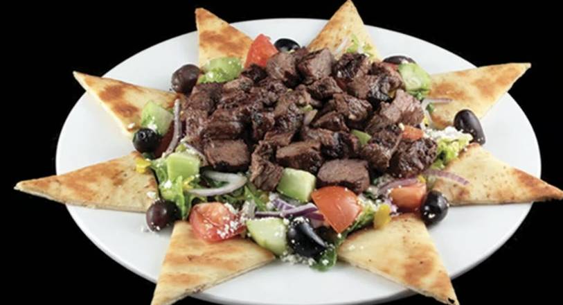 Greek Salad with Lamb Kabob