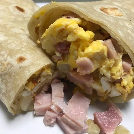 Ham breakfast burrito