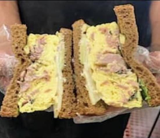 Ham, Egg, Cheese and Dressing Breakfast Sandwich