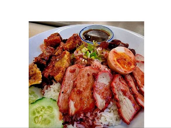 Khao Moo Dang (BBQ Red Pork with Steamed Rice)