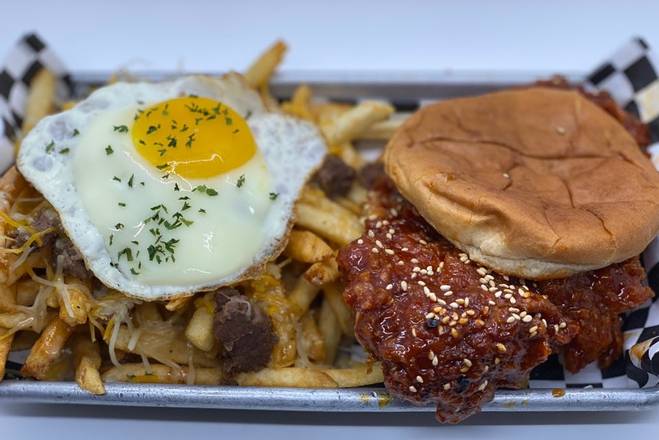 Korean Chicken sandwich + Half Seoul super Fries(beef) ðŸ‘