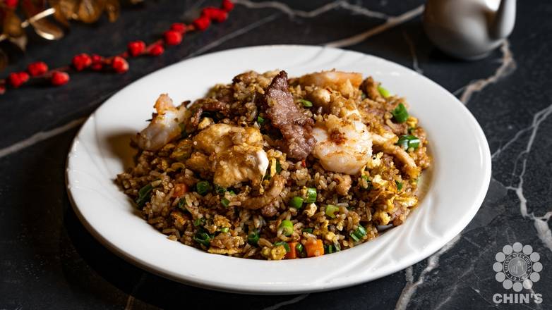 (L) House Fried Rice (Shrimp, Beef & Chicken)