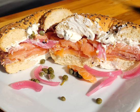 Lox and Loaded - Smoked Salmon, Cream Cheese, Capers. and House Pickled Onions