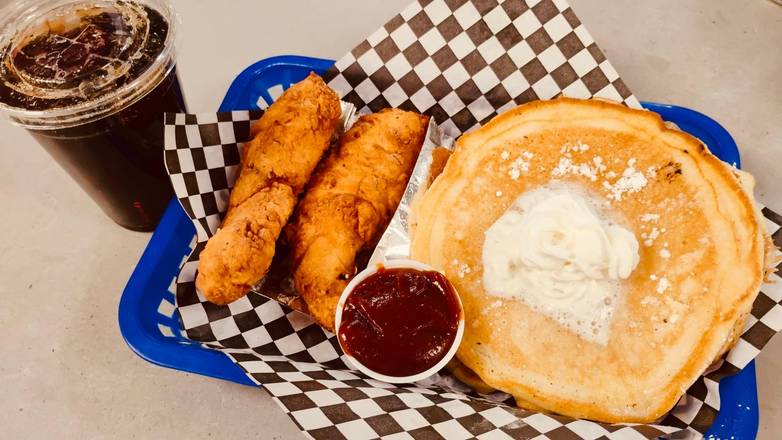 PANCAKE COMBO W 2 CHICKEN TENDER