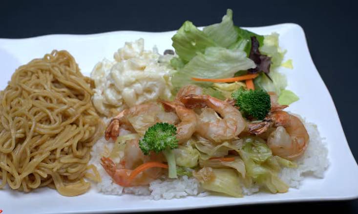Shrimp Teriyaki and Chow Mein