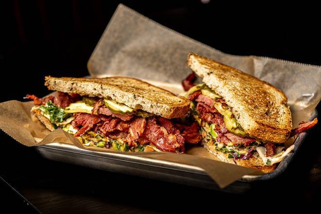 Spicy pastrami sandwich