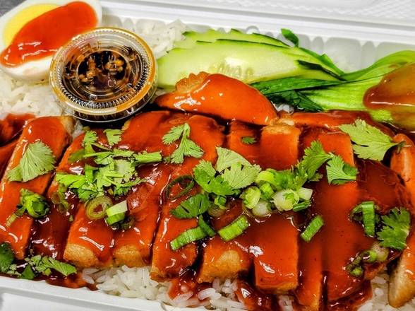 âï¸Thai VEGGIE-MEAT On Rice (Khao-Veggie-Meat-Nam-Dang)🌱