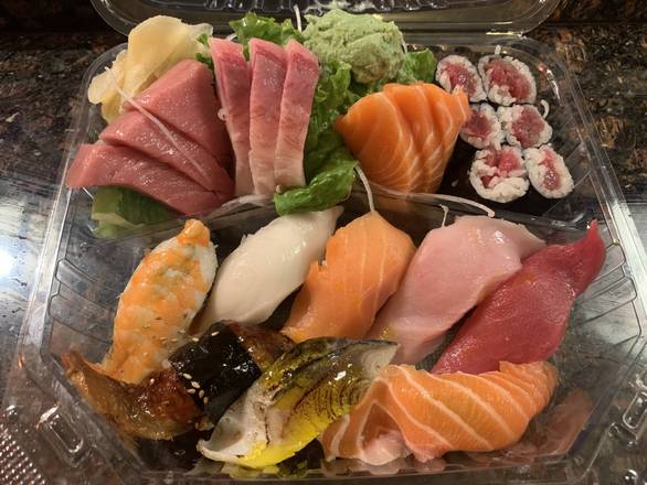 The Boat Salmon Tuna and Hamashi (Three Slice Each)