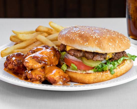 Wings (5 pcs) and Hamburger (1 pc)